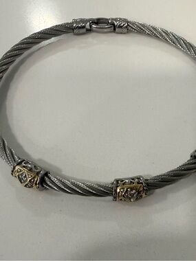 Charriol Silver Cable Bracelet with Gold Accent Beads